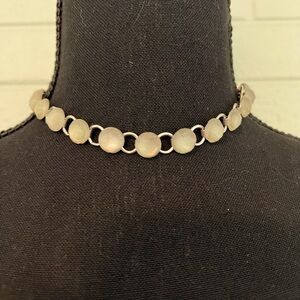 Choker necklace maybe white sea glass or Swarovski crystals. Sterling silver.